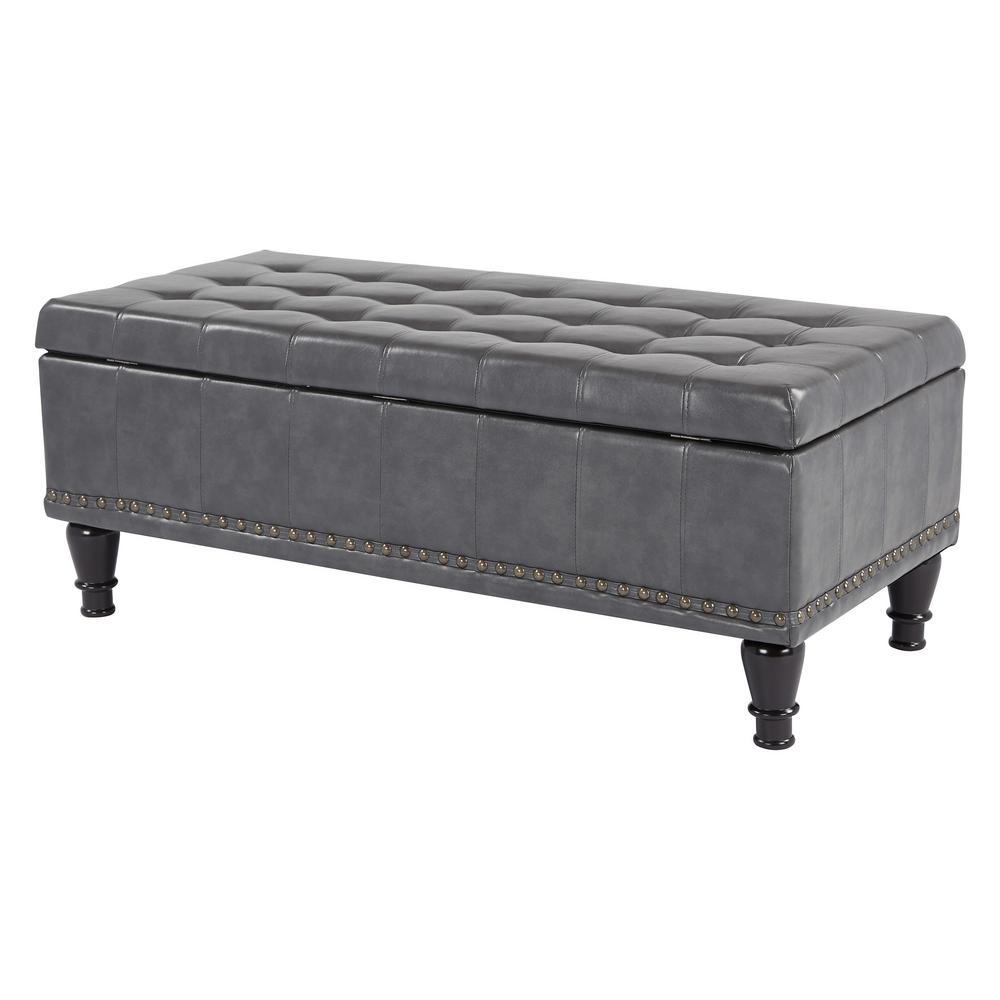 Osp Home Furnishings Caldwell Tufted Storage Ottoman In Grey