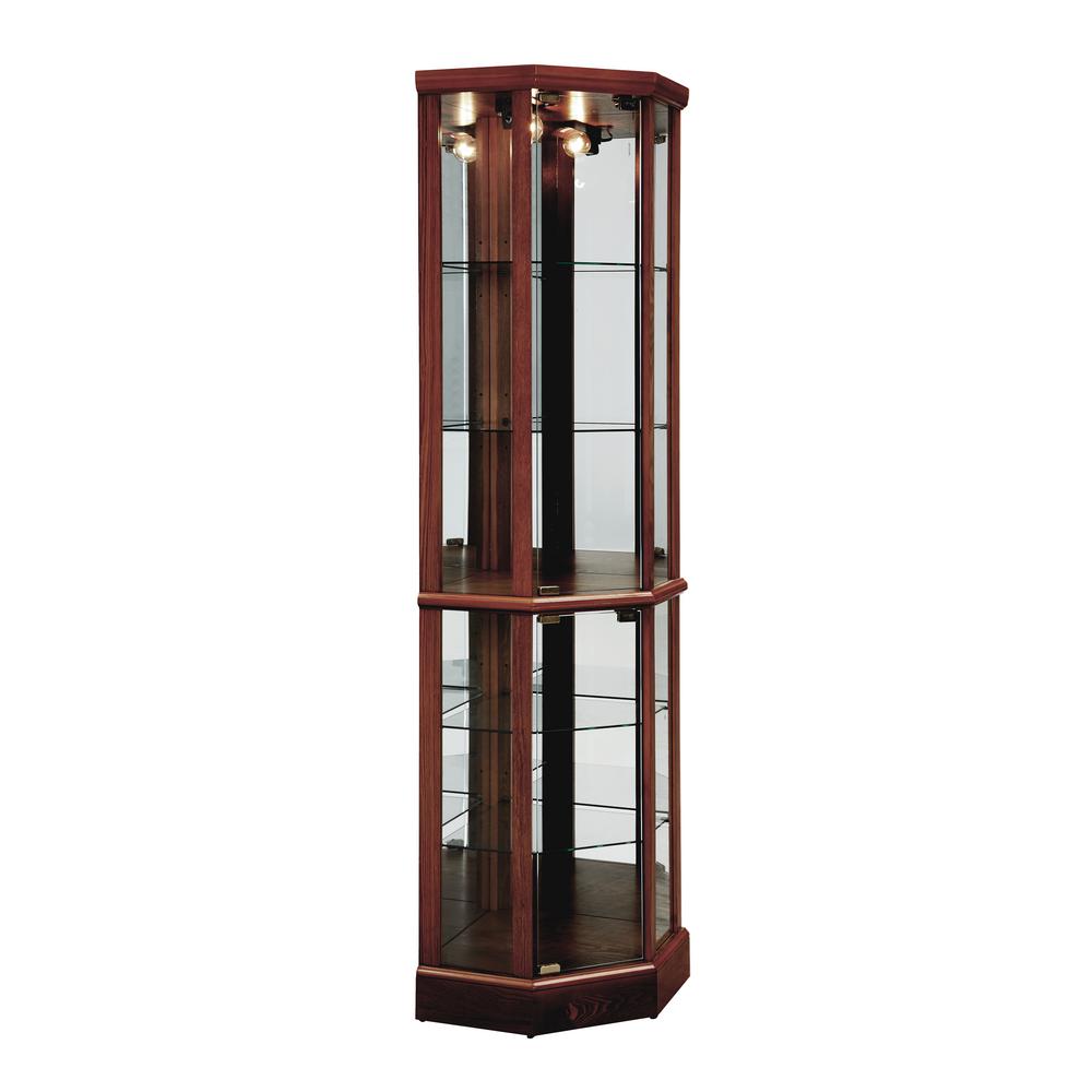 Boyel Living Franklyn Corner Walnut Lighted Curio Cabinet Jhca0012