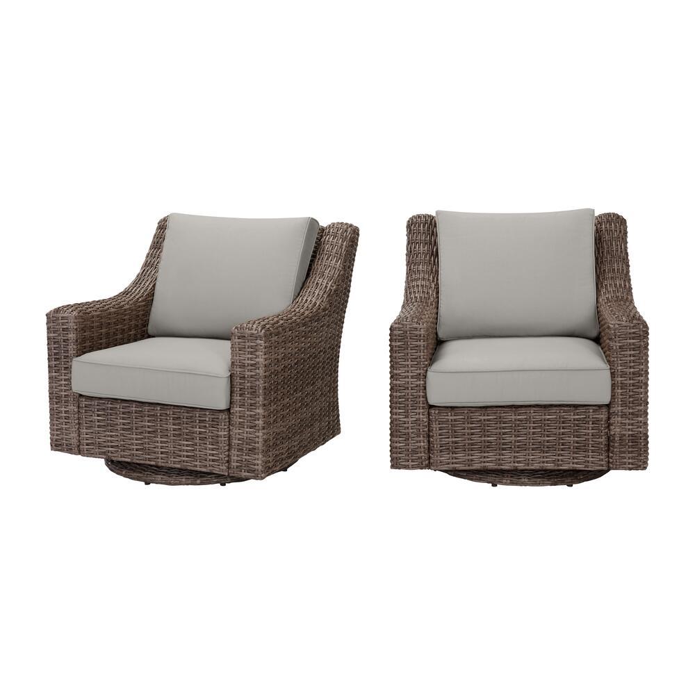 Hampton Bay Rock Cliff Brown Wicker Outdoor Patio Swivel Rocking Chair