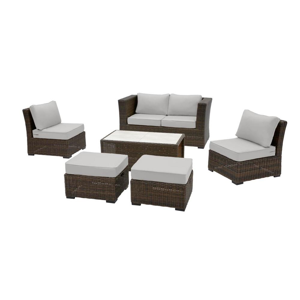 Hampton Bay Whitfield Dark Brown 6 Piece Wicker Outdoor Patio