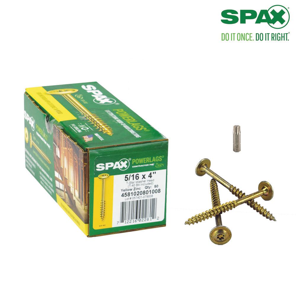 SPAX 5/16 in. x 4 in. T-Star Drive Washer Head Yellow Zinc Coated ...