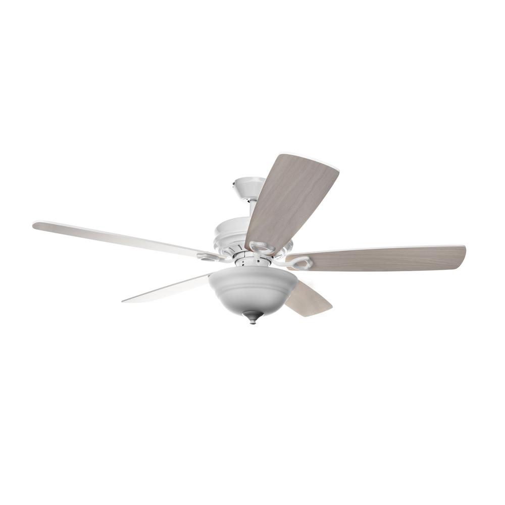 Hyperikon Dome 42 In Indoor White Wood Semi Flush Ceiling Fan With Light Kit And Remote Control