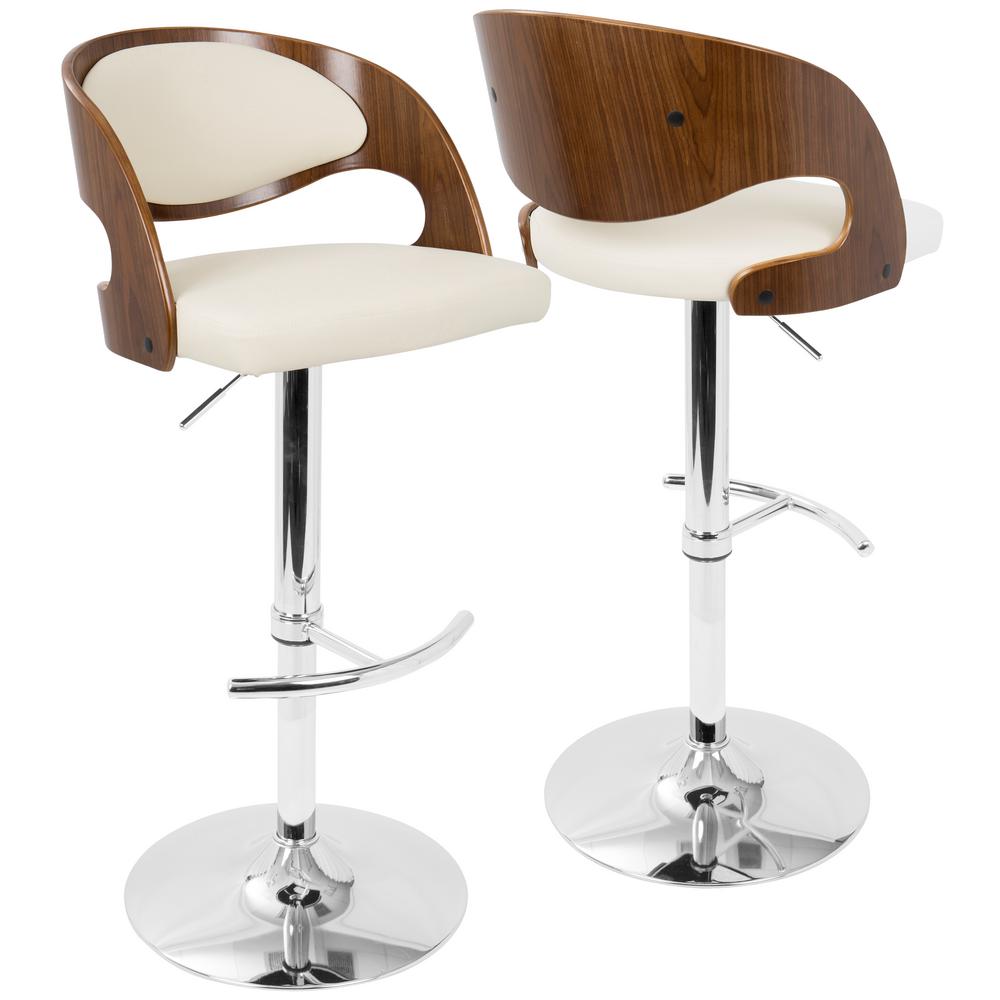 Lumisource Pino Adjule Height Walnut And Cream Faux Leather Lumisource Pino Adjule Height