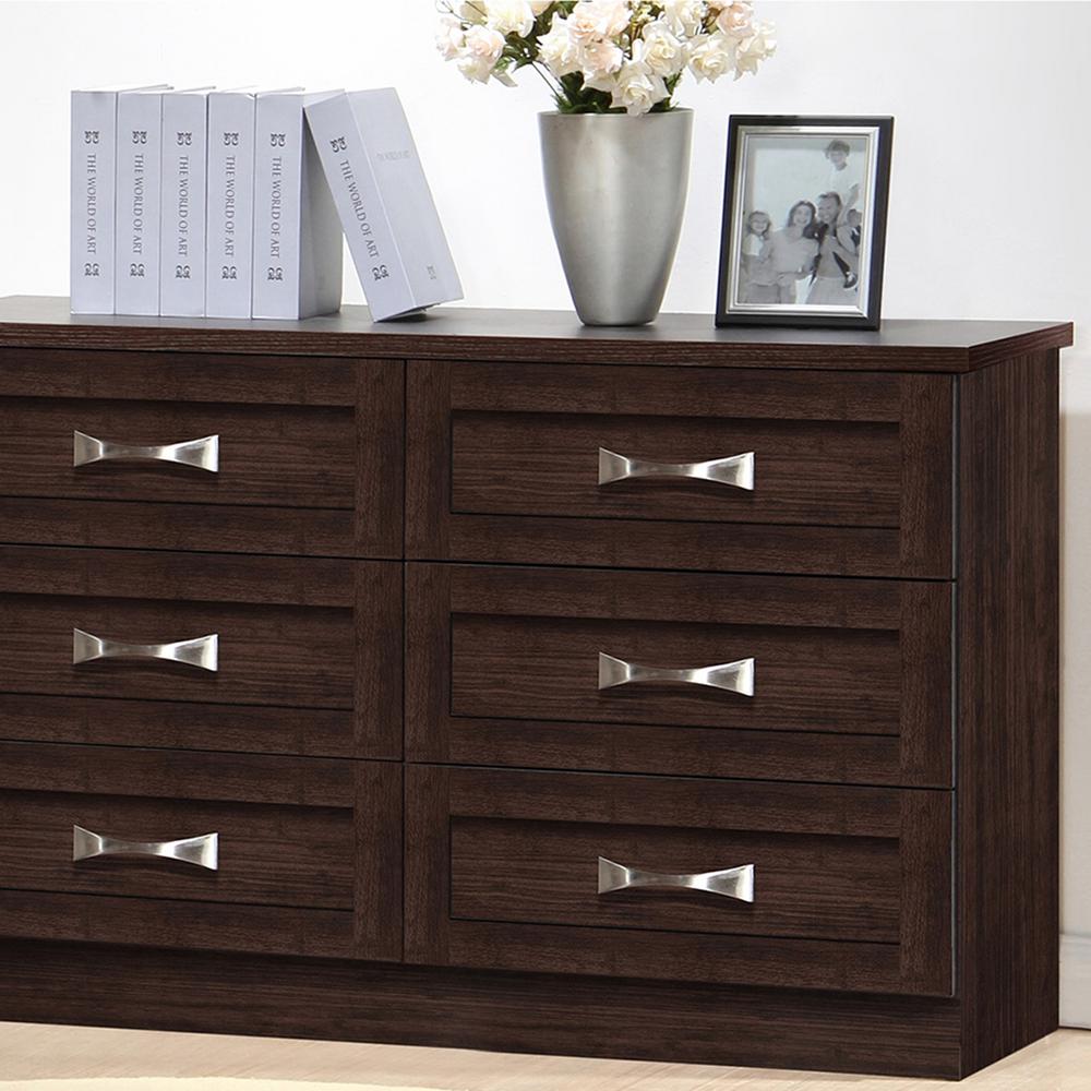 Baxton Studio Colburn 6-Drawer Dark Brown Wood Dresser-28862-6488-HD