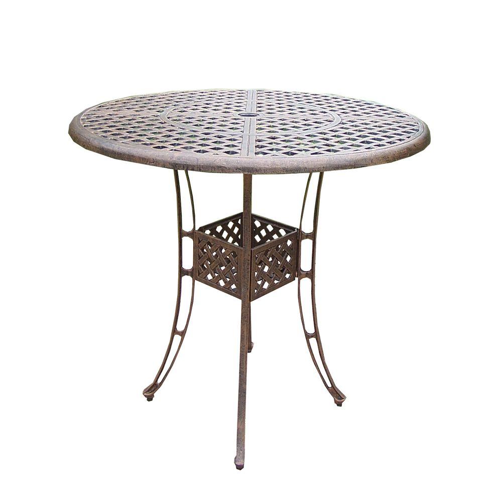 Oakland Living Elite Cast Aluminum 7 Piece Round Patio Bar Height Elite Cast Aluminum 7 Piece Round Patio