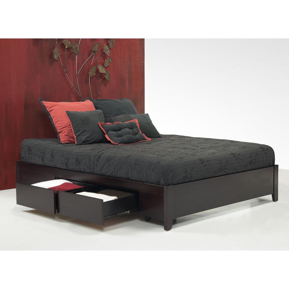 Modus Furniture Nevis Dark Wood Espresso King Storage Bed With 4 Drawers Sp23d7 The Home Depot