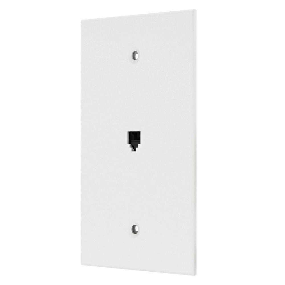 Commercial Electric 1Line Round Wall Jack Wall Plate White218 4C WH