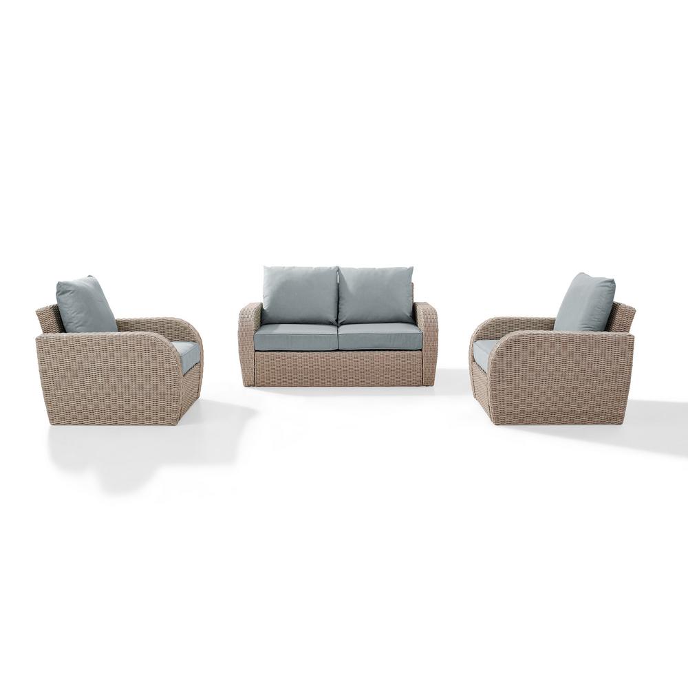 Crosley St Augustine 3 Piece Wicker Patio Outdoor Seating Set With