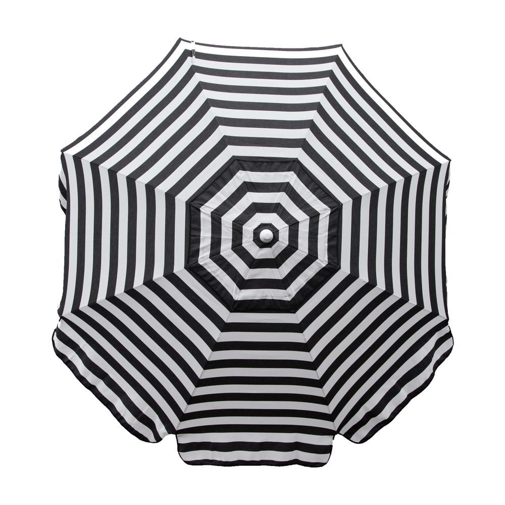 Destinationgear Italian 7 5 Ft Aluminum Drape Tilt Patio Umbrella In Black And White Acrylic 1305 The Home Depot