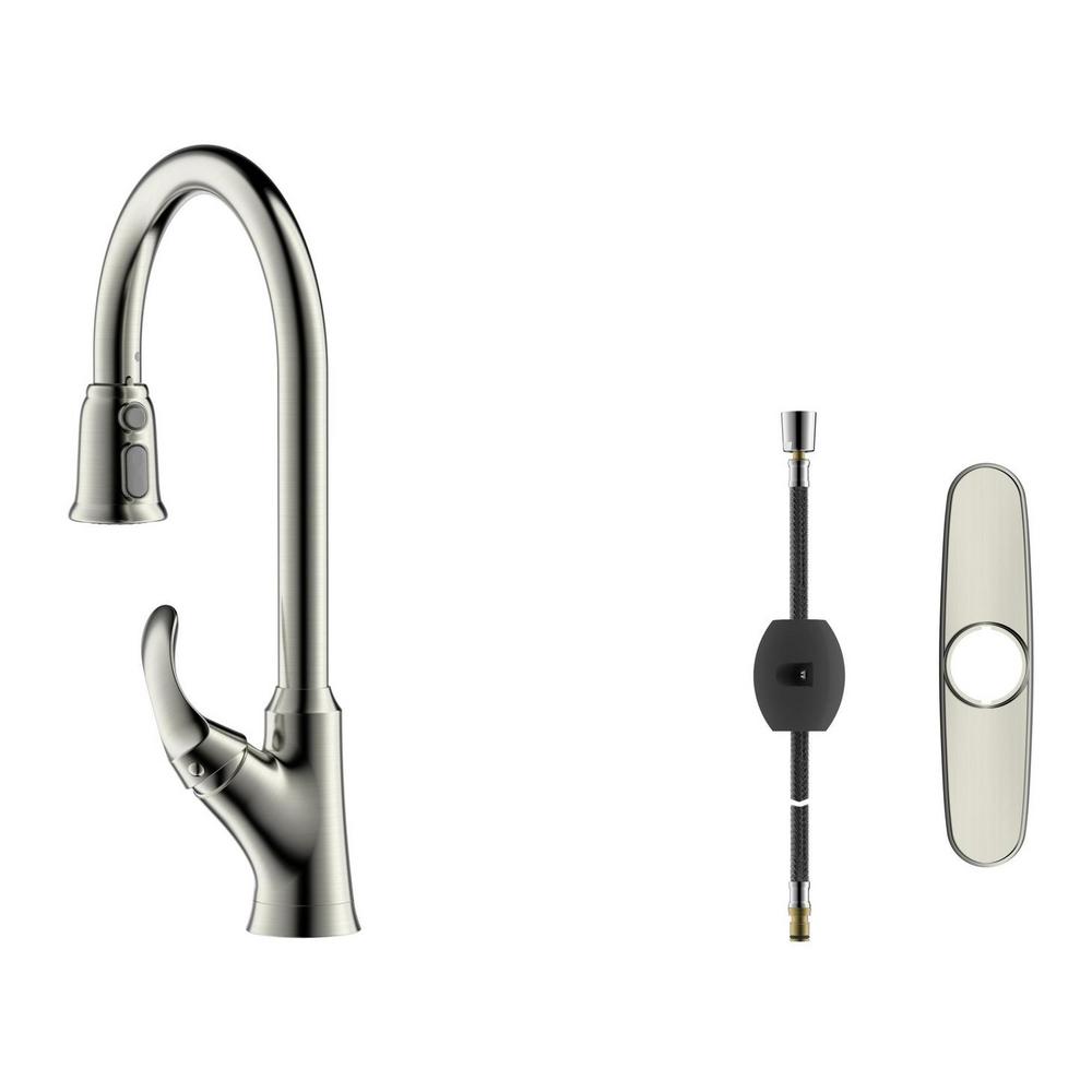 Fontaine By Italia Arts Et Metiers Single Handle 1 Or 3 Hole Pull Down Sprayer Kitchen Faucet In Brushed Nickel Mff Amk3 Bn The Home Depot