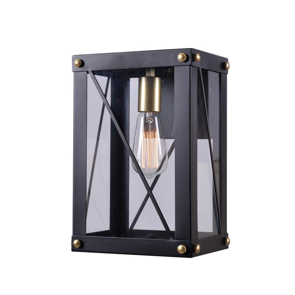 Kenroy Home Courtney 1 Light Black And Gold Outdoor Wall Lantern