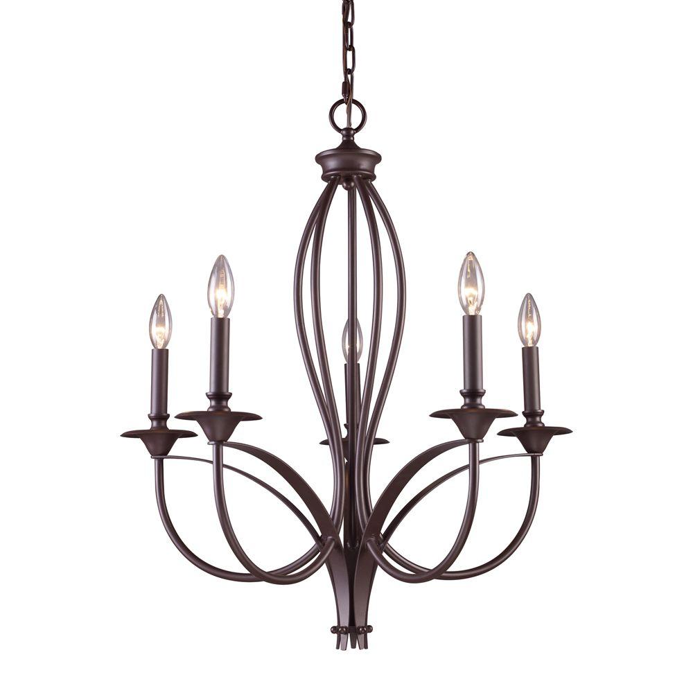 Titan Lighting Medford 5Light Oiled Bronze Ceiling Mount ChandelierTN