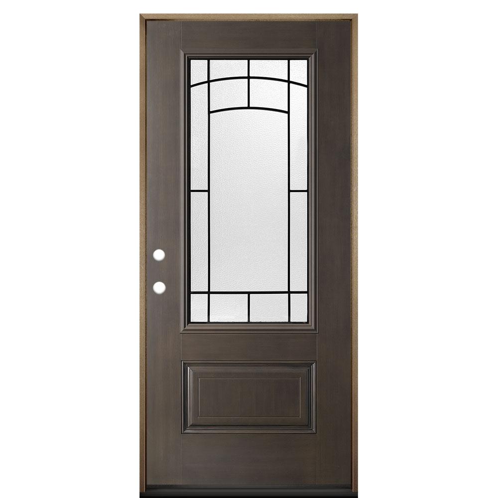 Masonite 36 in. x 80 in. Everland Smokey Grey Left Hand Inswing 3/4Lite Brooklyn Smooth