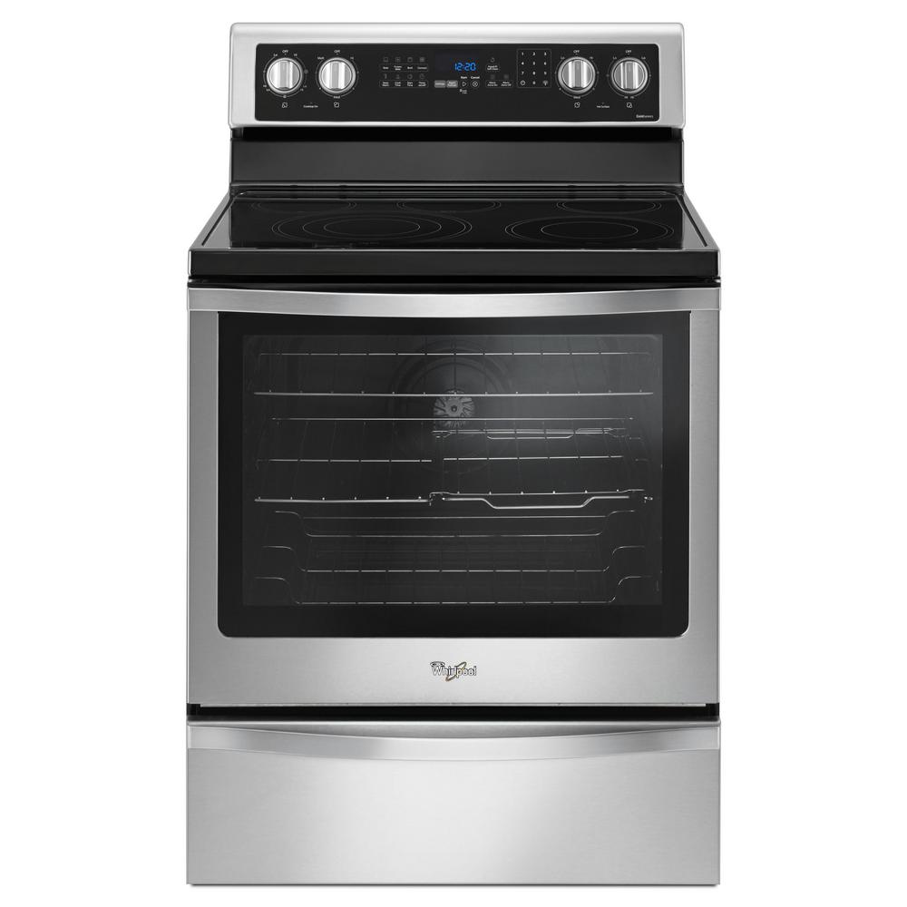 Whirlpool 6 4 Cu Ft Freestanding Electric Range With True Freestanding Electric Range With True Convection In Stainless Steel