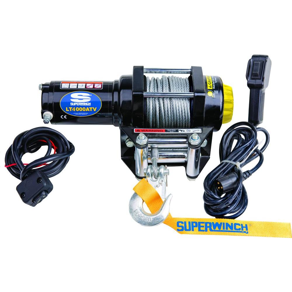 Superwinch LT4000 12Volt ATV Winch with 50Foot Steel Cable, 4Way
