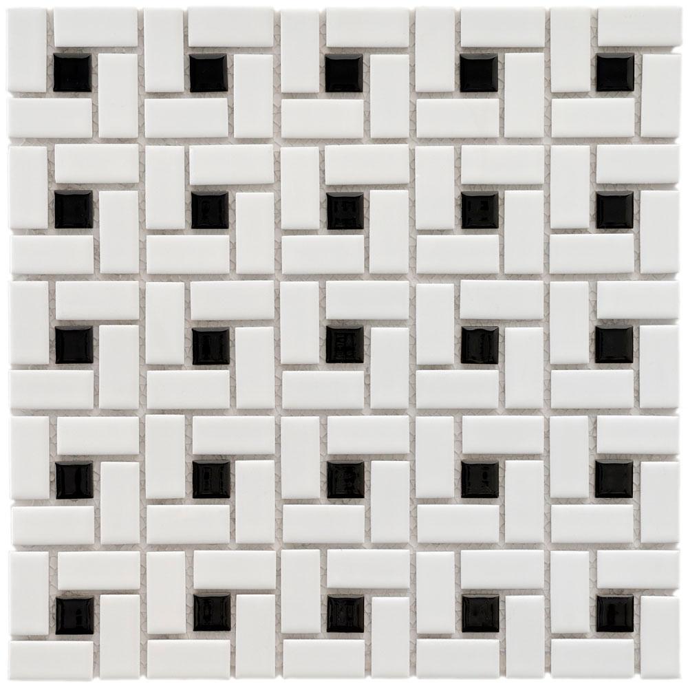 Merola Tile Spiral Black And White 12 1 2 In X 6 Mm Merola Tile Spiral Black And White 12 1 2 In X 6 Mm Porcelain Mosaic 11 Sq Ft Case Fkomsp20 The Home Depot
