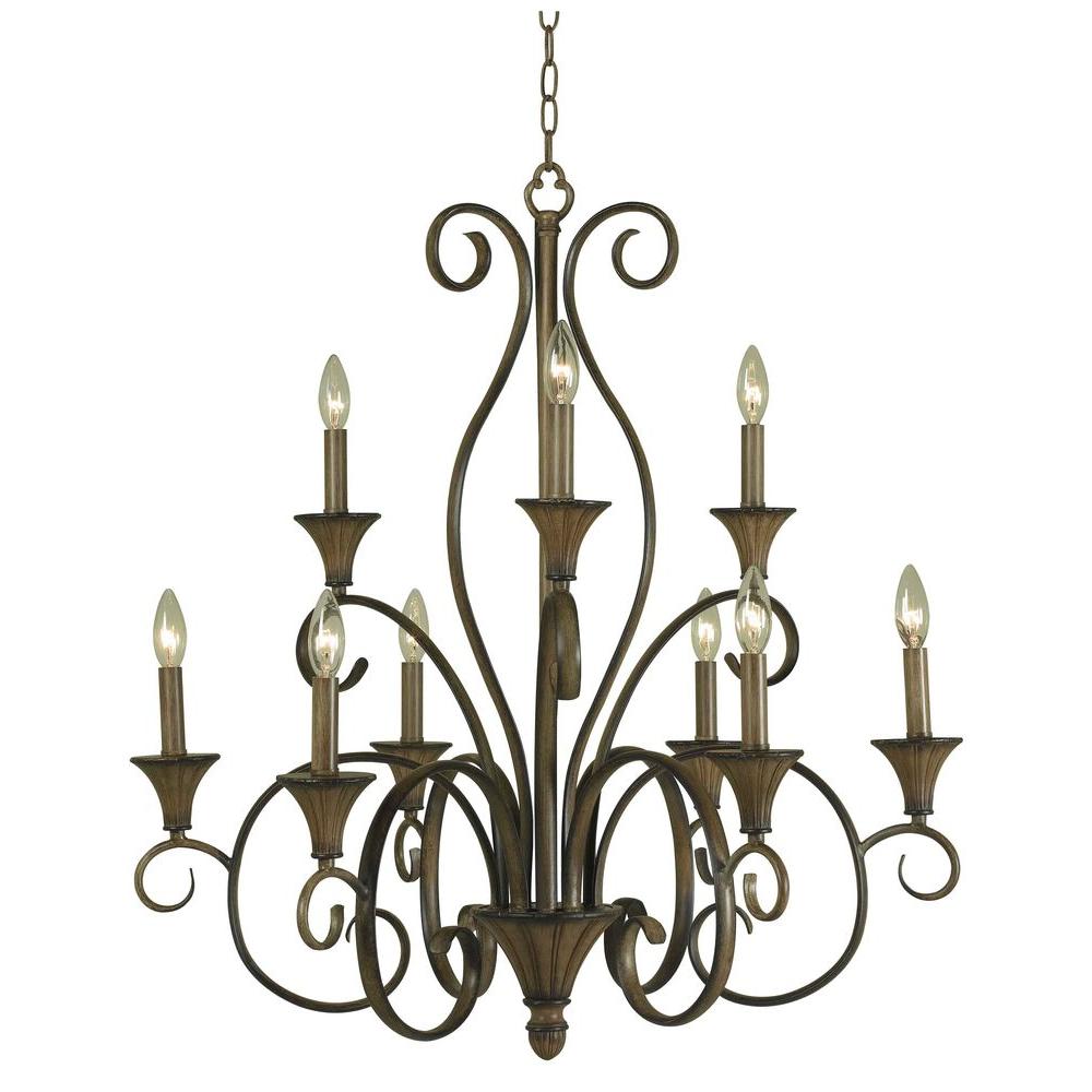 Hampton Bay Chester 9-Light Aruba Teak Chandelier-HDP11965 ...