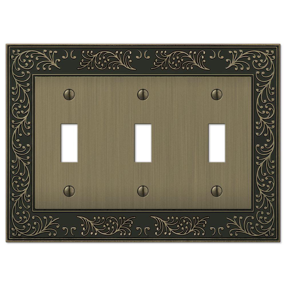 English Garden 3Gang Toggle Wall Plate Brushed Brass43TTTBB The