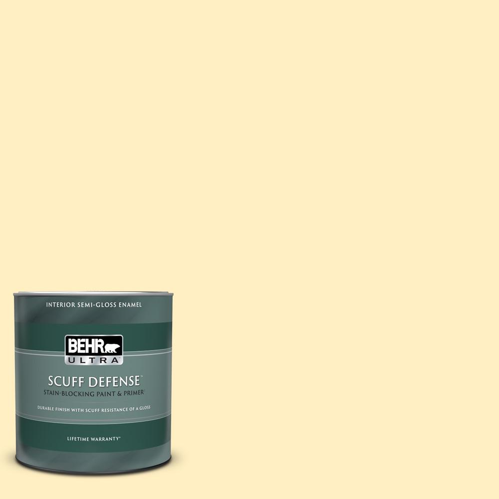 BEHR ULTRA 1 qt. 380A2 Moonlit Yellow Extra Durable SemiGloss Enamel