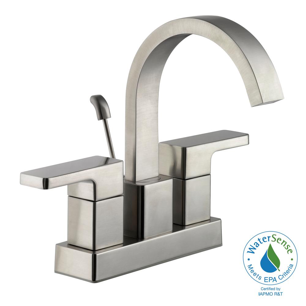 Schon Marx 4 in. Centerset 2-Handle High-Arc Bathroom Faucet in Brushed ...