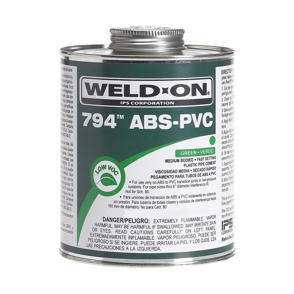 WeldOn 16 oz. ABSPVC 794 Transition Cement in Green10274 The Home