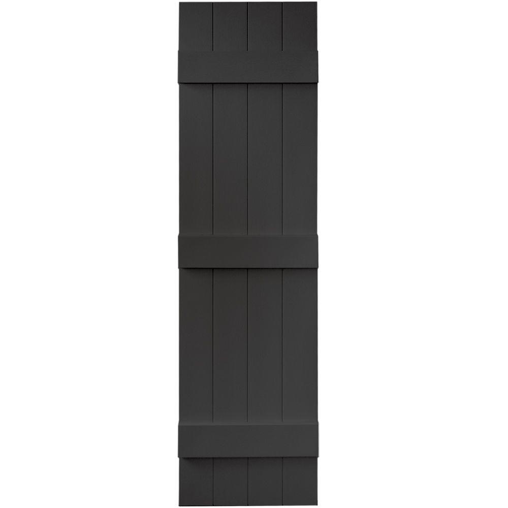 BoardNBatten Exterior Shutters Pair Black WoodGrain