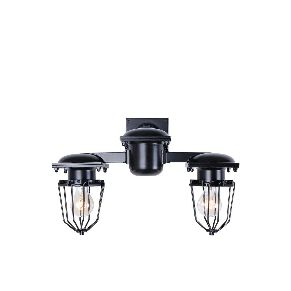 Elegant Lighting Kingston 2Light Black Wall Sconce1451W18BK The
