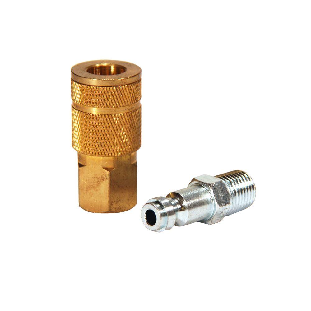 Primefit 1/4 in. Automotive Brass Coupler Set with Male Plug (2Piece