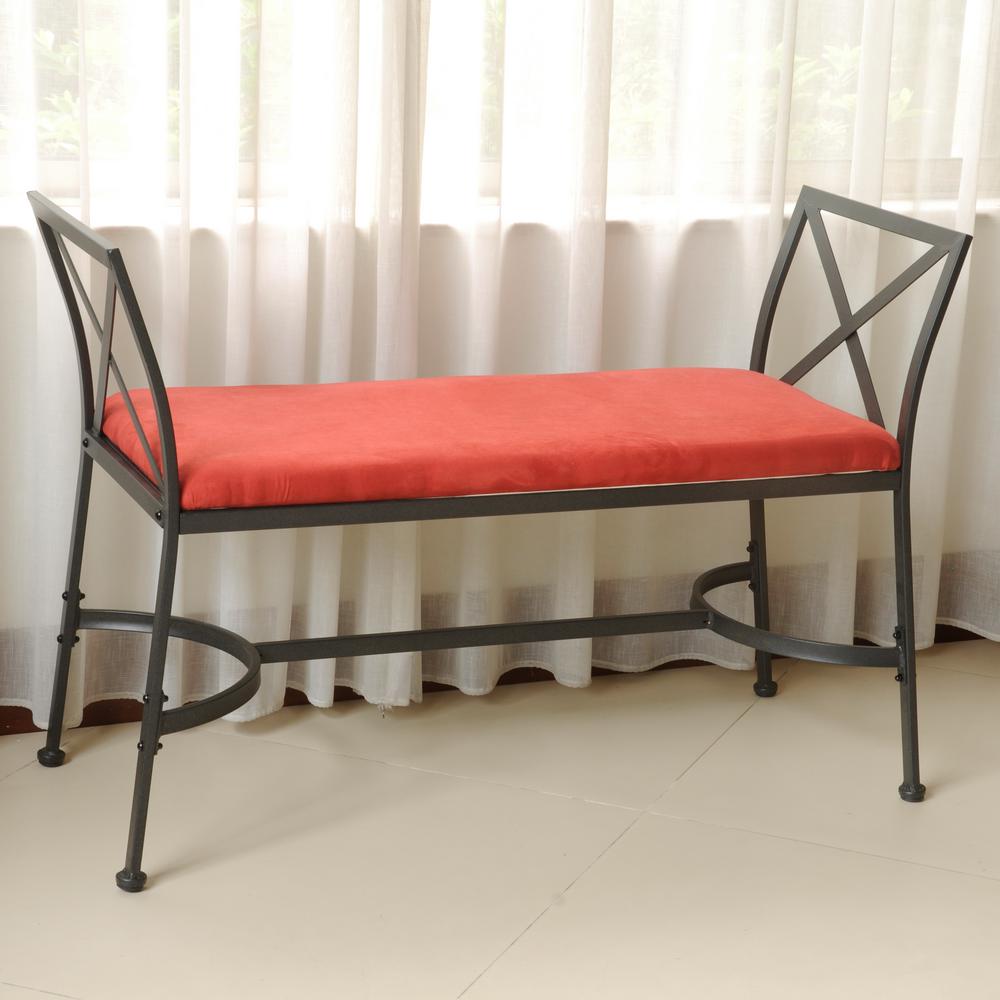 International Caravan Black Mat Iron Foot Of Bed Bench