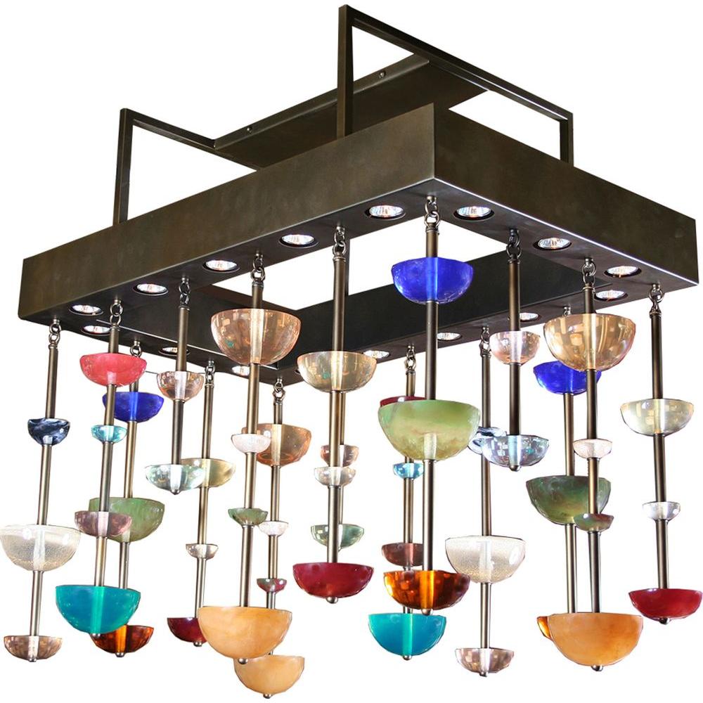 Rectangle Bronze Flush Mount Lights Lighting The Home Depot Century 16 Light Caramel Semi Flush Mount