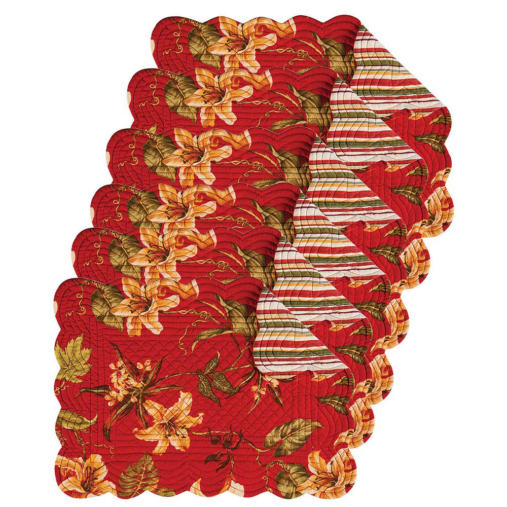 C&F HOME Amelia Red Placemat (Set of 6) 862621524S6 The Home Depot