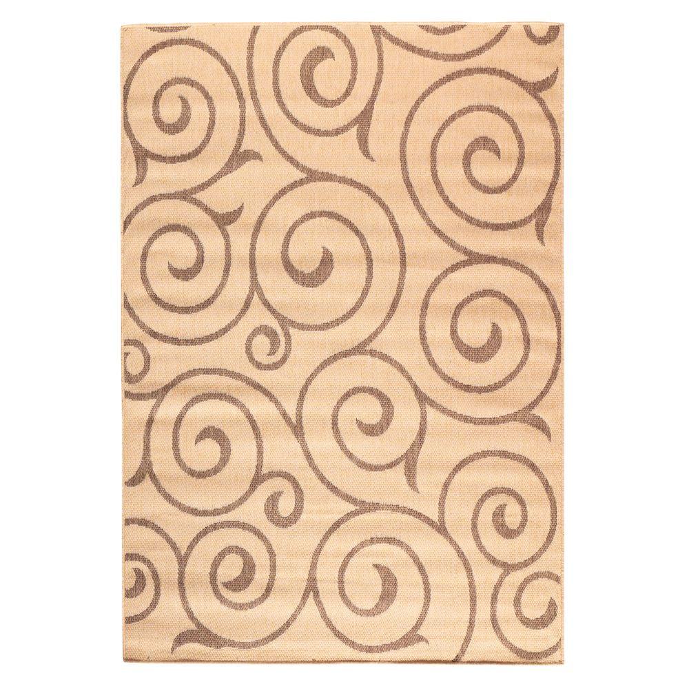 8 X 11 Home Decorators Collection Outdoor Rugs The Whirl Cocoa Natural 7 Ft 6 In X 10 9