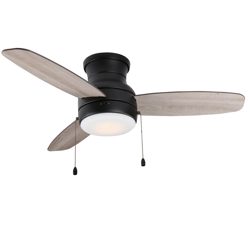 Home Decorators Collection Ashby Park 44 in. White Color Changing Integrated LED Matte Black Ceiling Fan with Light Kit and 3 Reversible Blades