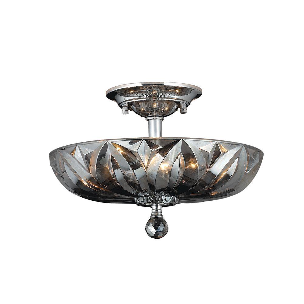 Worldwide Lighting Mansfield 4 Light Chrome And Smoke Crystal Semi Worldwide Lighting Mansfield 4 Light Chrome And Smoke Crystal Semi Flush Mount