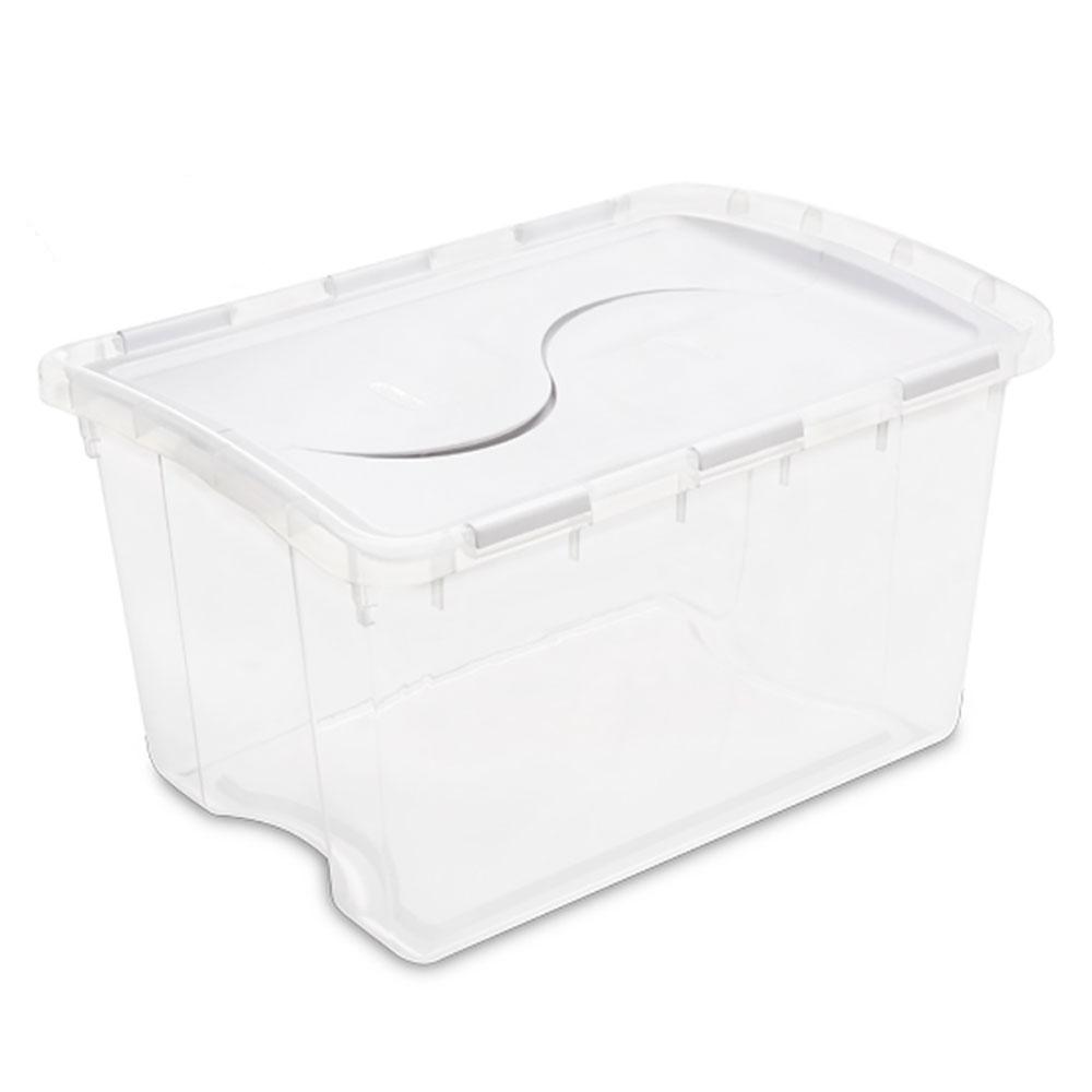 Sterilite Single 48Qt. Clear Base Hinged Lid Storage Box Tote (30Pack