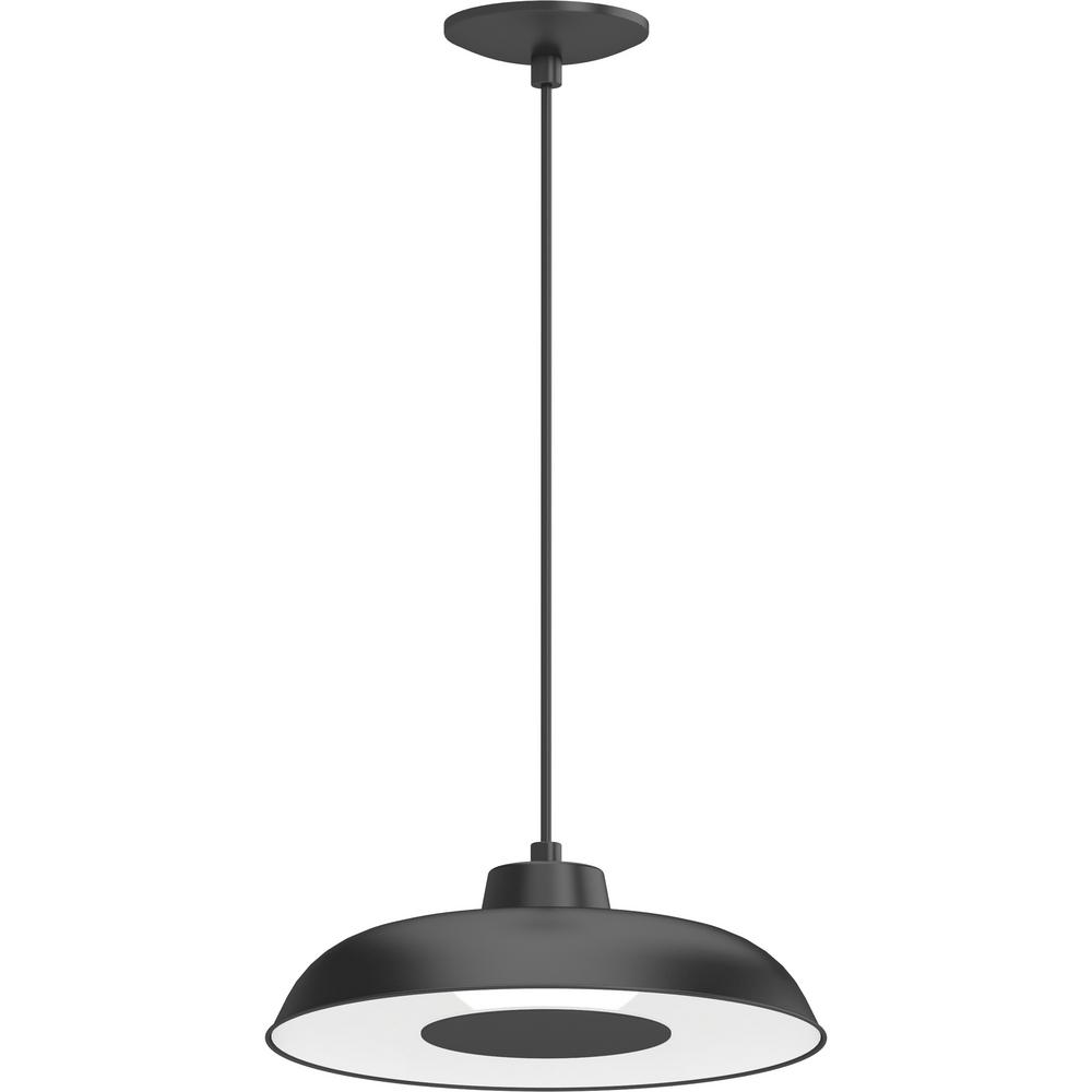 Volume Lighting 1 Light Integrated Led Indoor Sleek Black Modern Professional Office Bowl Hanging Pendant W White Lens Light Cover