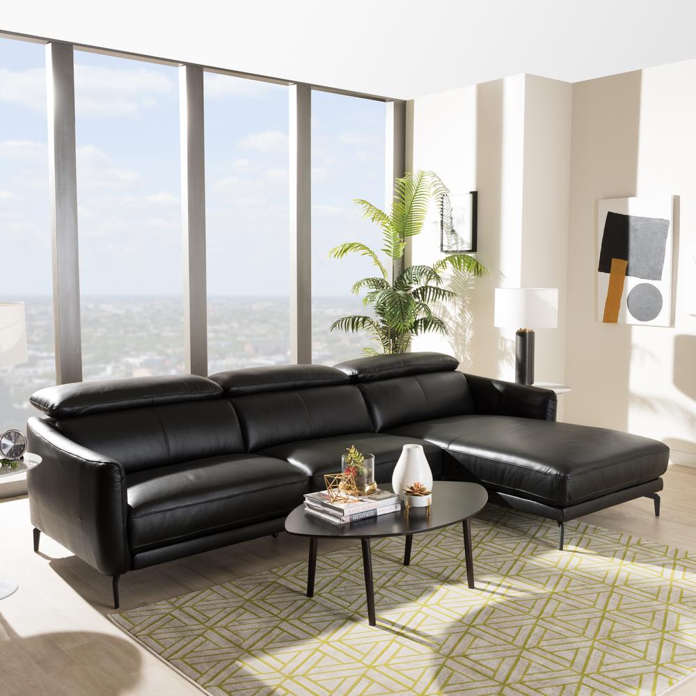 Sectionals Living Room Furniture The Home Depot Paige 2 Piece Black Leather Sleep Sectional