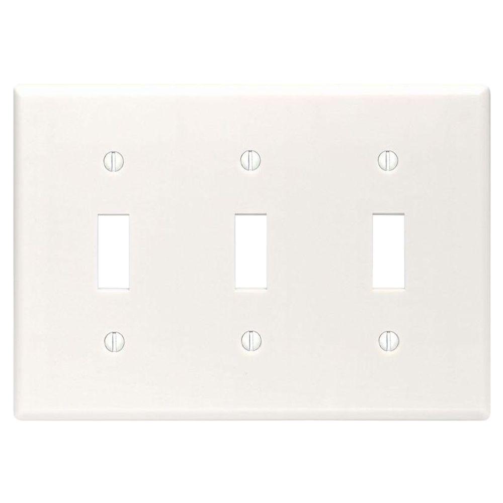 Leviton White 3 Gang Toggle Wall Plate 1 Pack R52 88011 00w The Home Depot