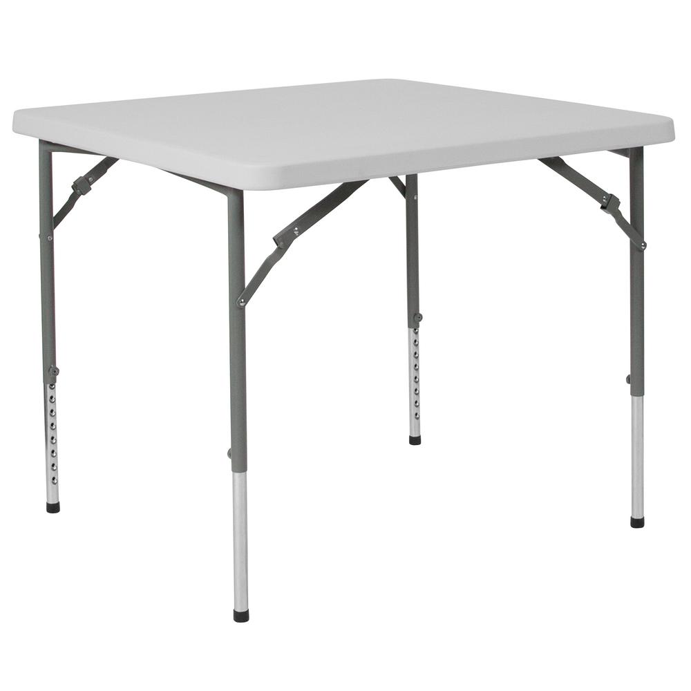33 5 In Granite White Plastic Tabletop Metal Frame Folding Table
