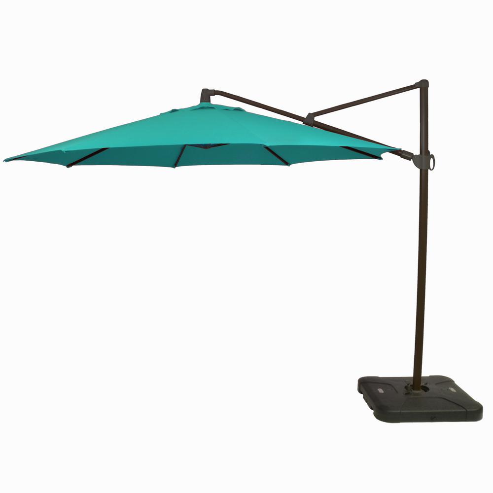 Hampton Bay 11 ft. Aluminum Cantilever Tilt Patio Umbrella in Seaglass