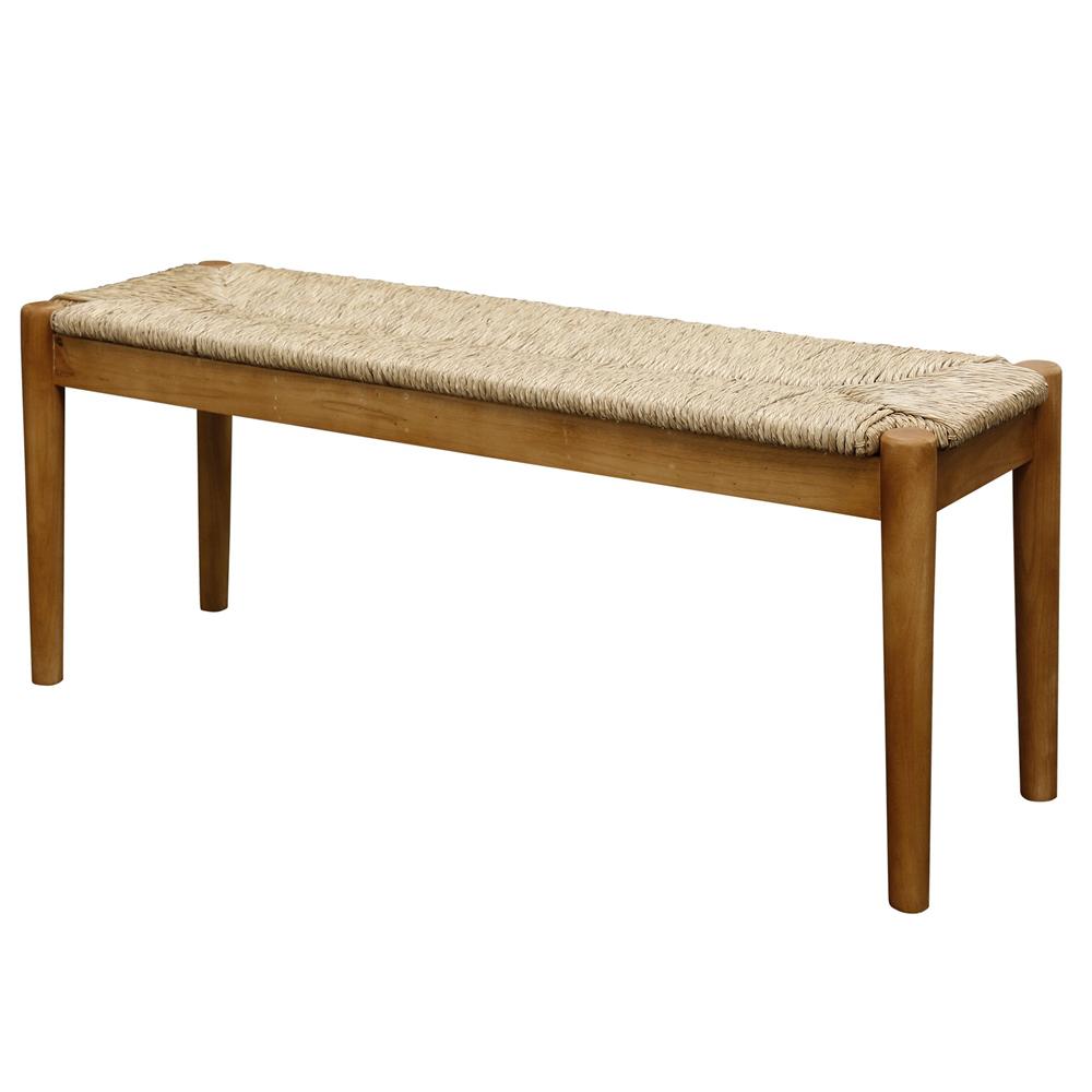 StyleCraft Large Natural Beige Seagrass Wood Bench VAF13892KKDS - The ...