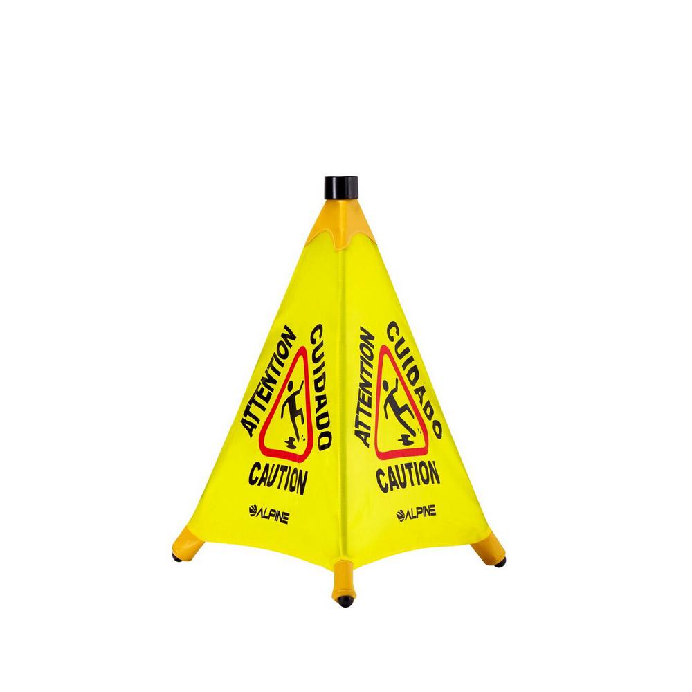 Yellow 11 x 25 Wet Floor Sign 1//Each 2-Sided English Stand