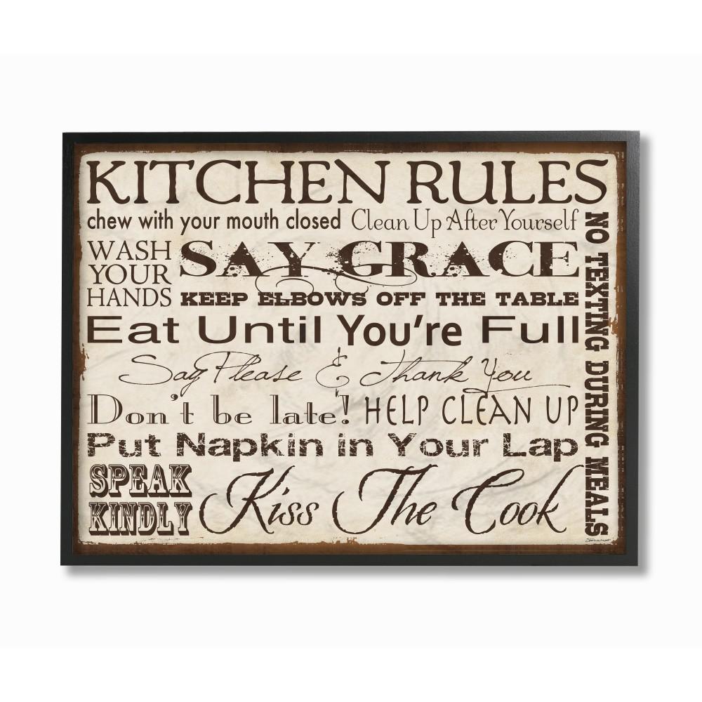 The Stupell Home Decor Collection 11 In X 14 In Kitchen Rules Creme Typography By Stephanie Workman Marrott Wood Framed Wall Art Kwp 951 Fr 11x14 The Home Depot