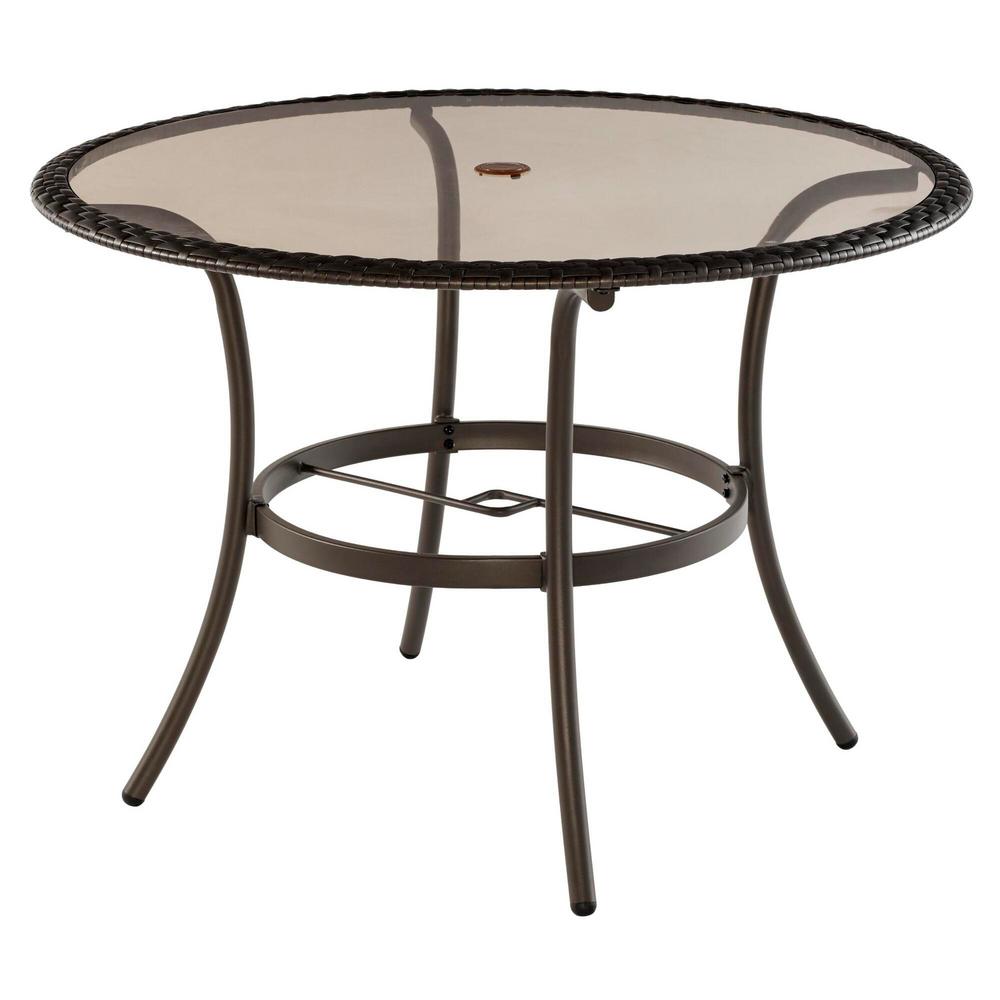 Stylewell 42 in. Mix and Match Round Wicker Glass Outdoor Patio Dining