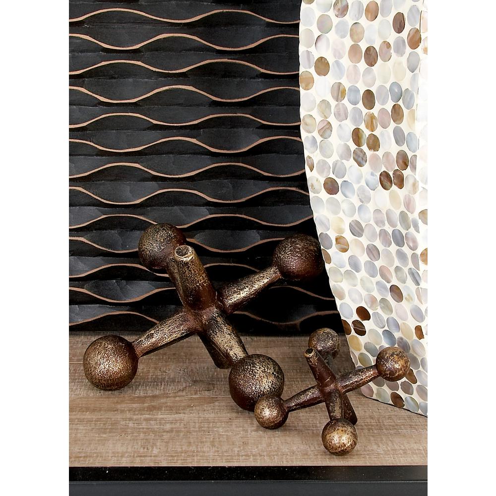 Iron Metal Gold Jacks Sculptures (Set of 3)