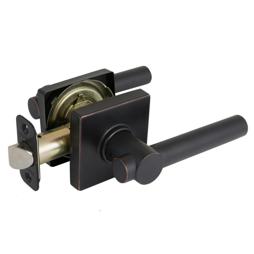 Defiant Woodbridge Aged Bronze Hallcloset Passage Door Lever With Square Rose Lp2x703a The 5830