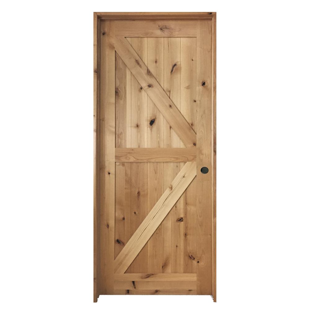 Steves Sons 30 In X 80 In K Frame Unfinished Barn Door Style Knotty   Alder Steves Sons Prehung Doors M64 Jknnnah Lh 64 1000 