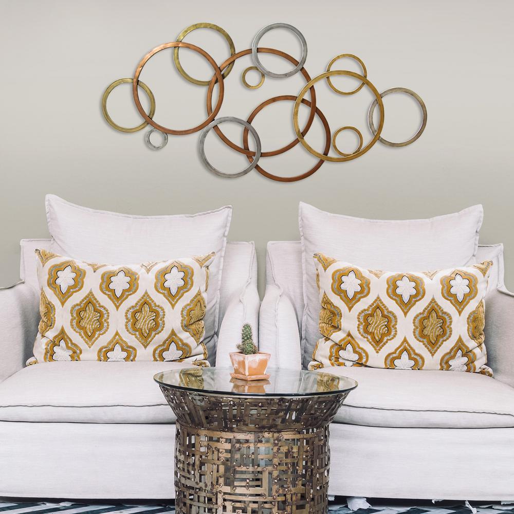 Stratton Home Decor Interlocking Metal Tri Color Circles Wall Stratton Home Decor