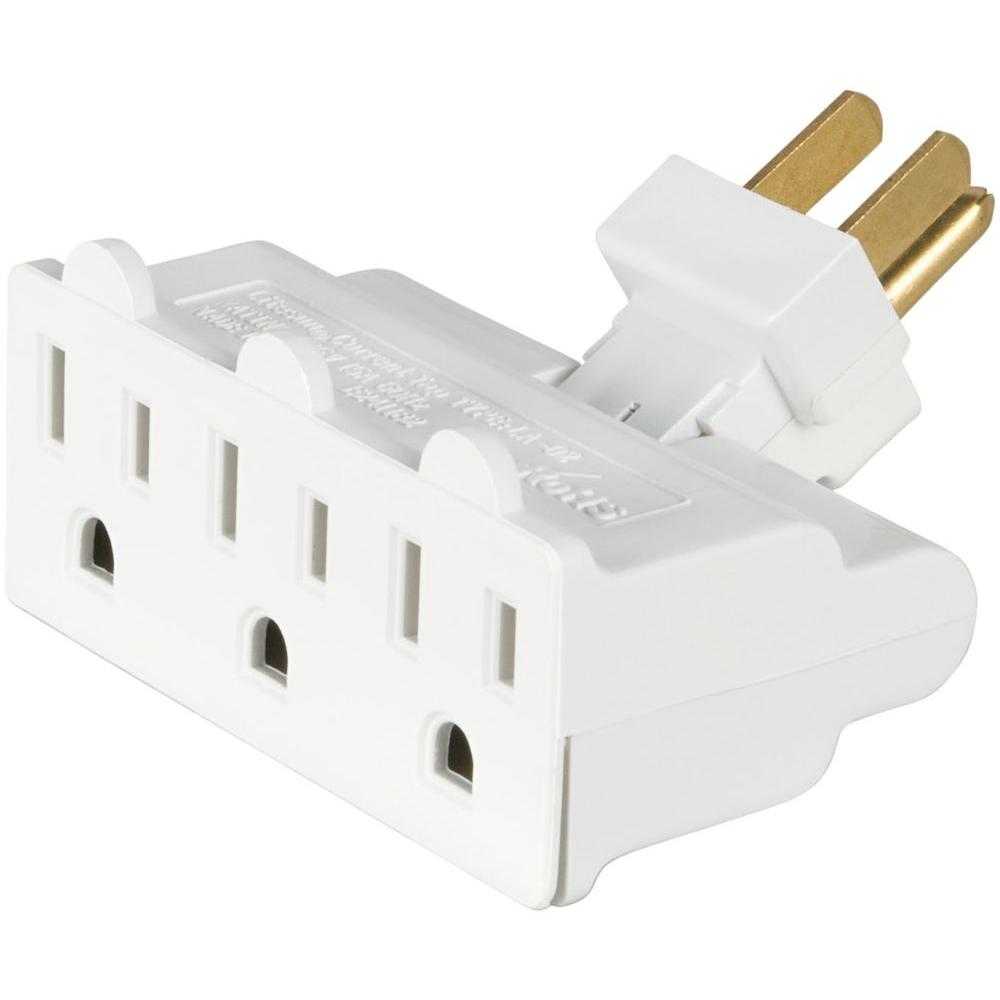 Space Saving TWO 3-Outlet Polarized Swivel Wall Adapter-UL Listed