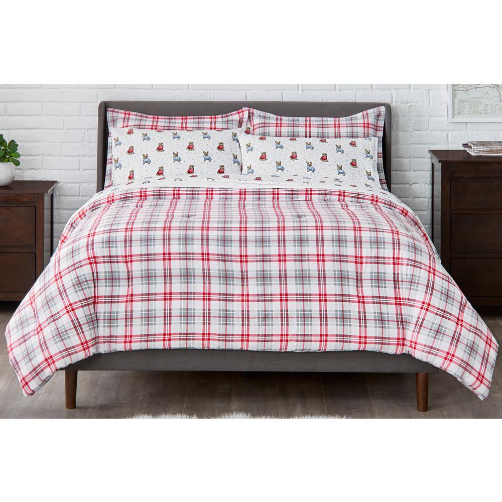 Stylewell 2 Piece Twin Flannel Comforter Set In Cardinal Red And